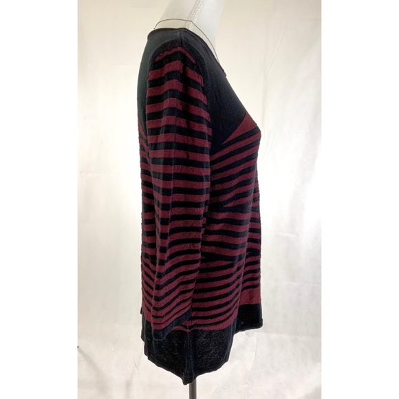DANA BUCHMAN 3/4 Sleeve Long Striped Sweater - Picture 3 of 5